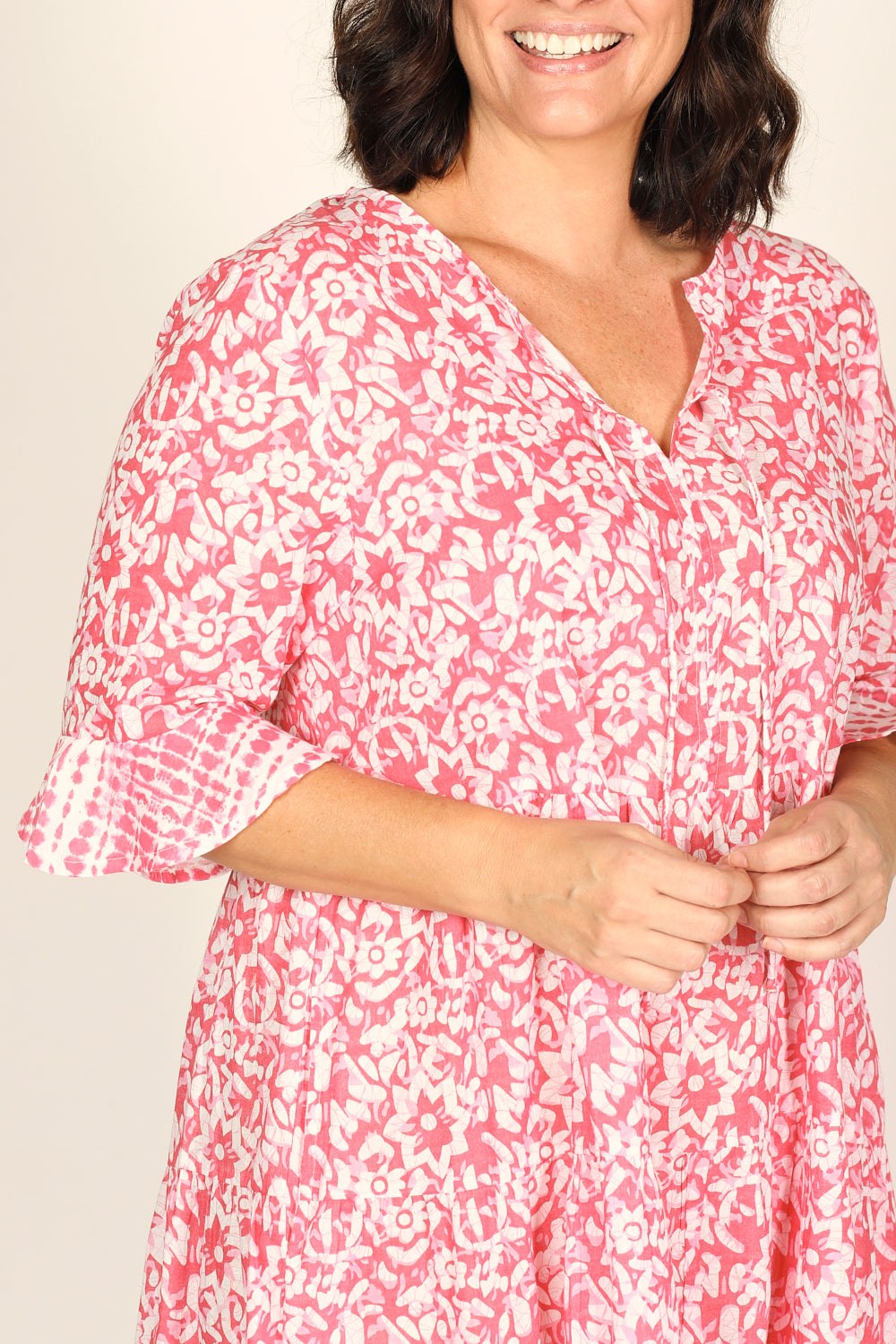 Scout Tiered Dress in Shibori Pink