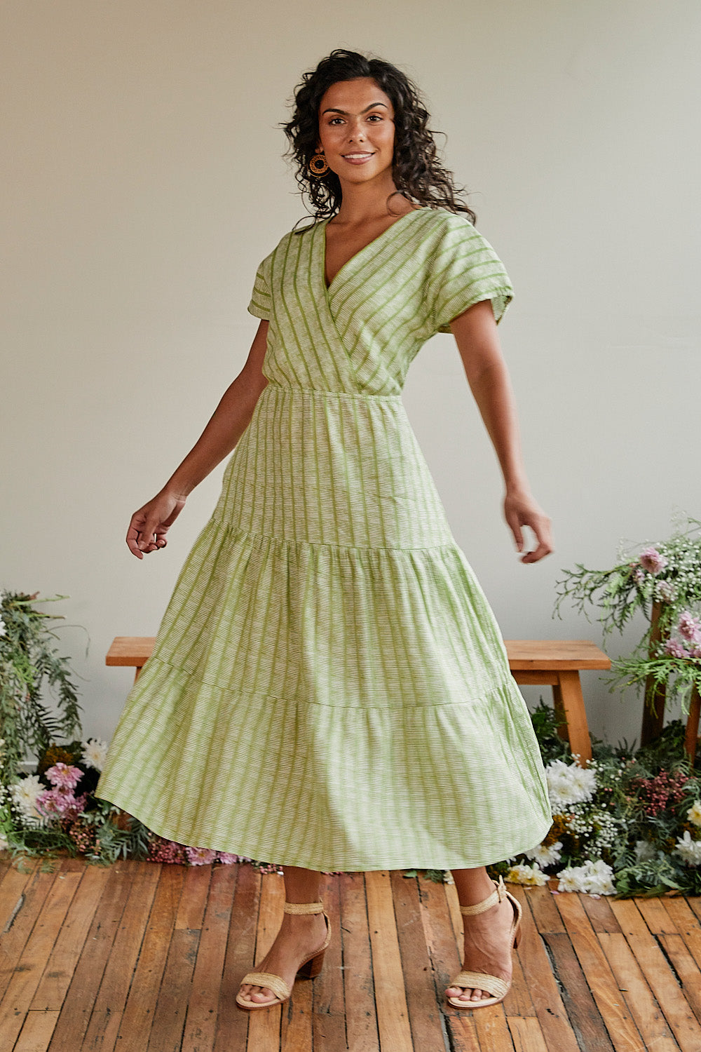 Shari Linen Dress in Sage