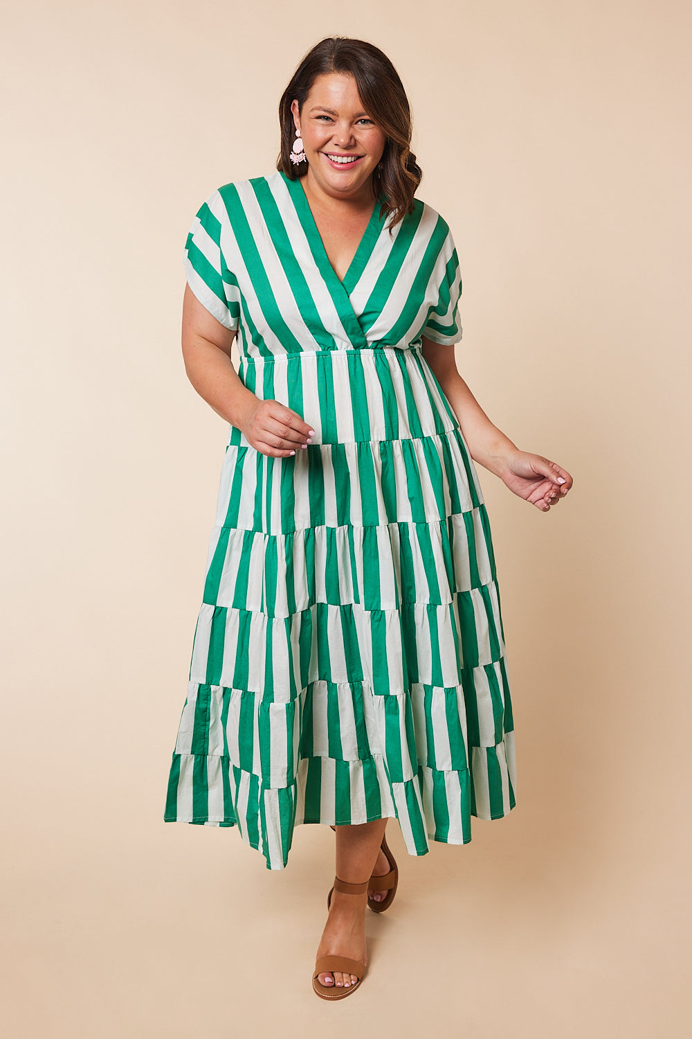 Shari V-Neck Dress in Basil