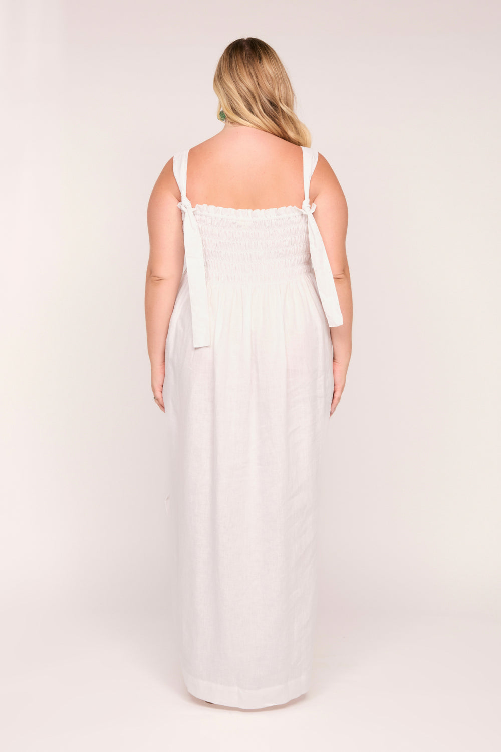 Sherry Linen Strapless Maxi Dress in White