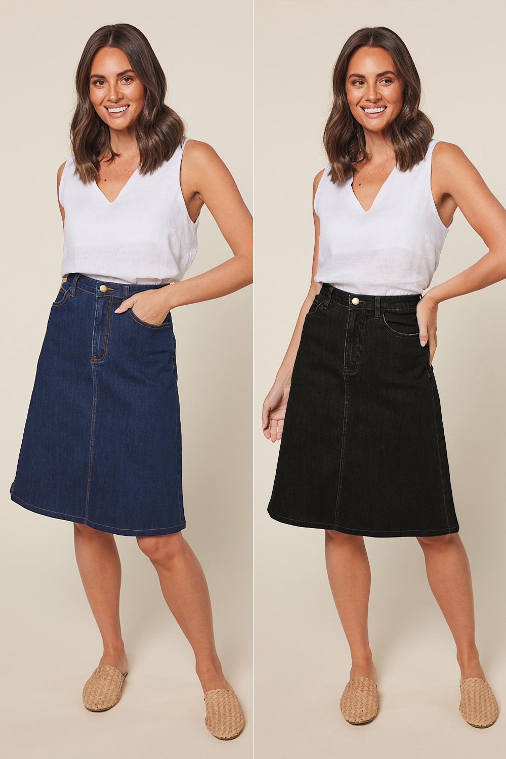 Classic A-Line Short Denim Skirt Bundle