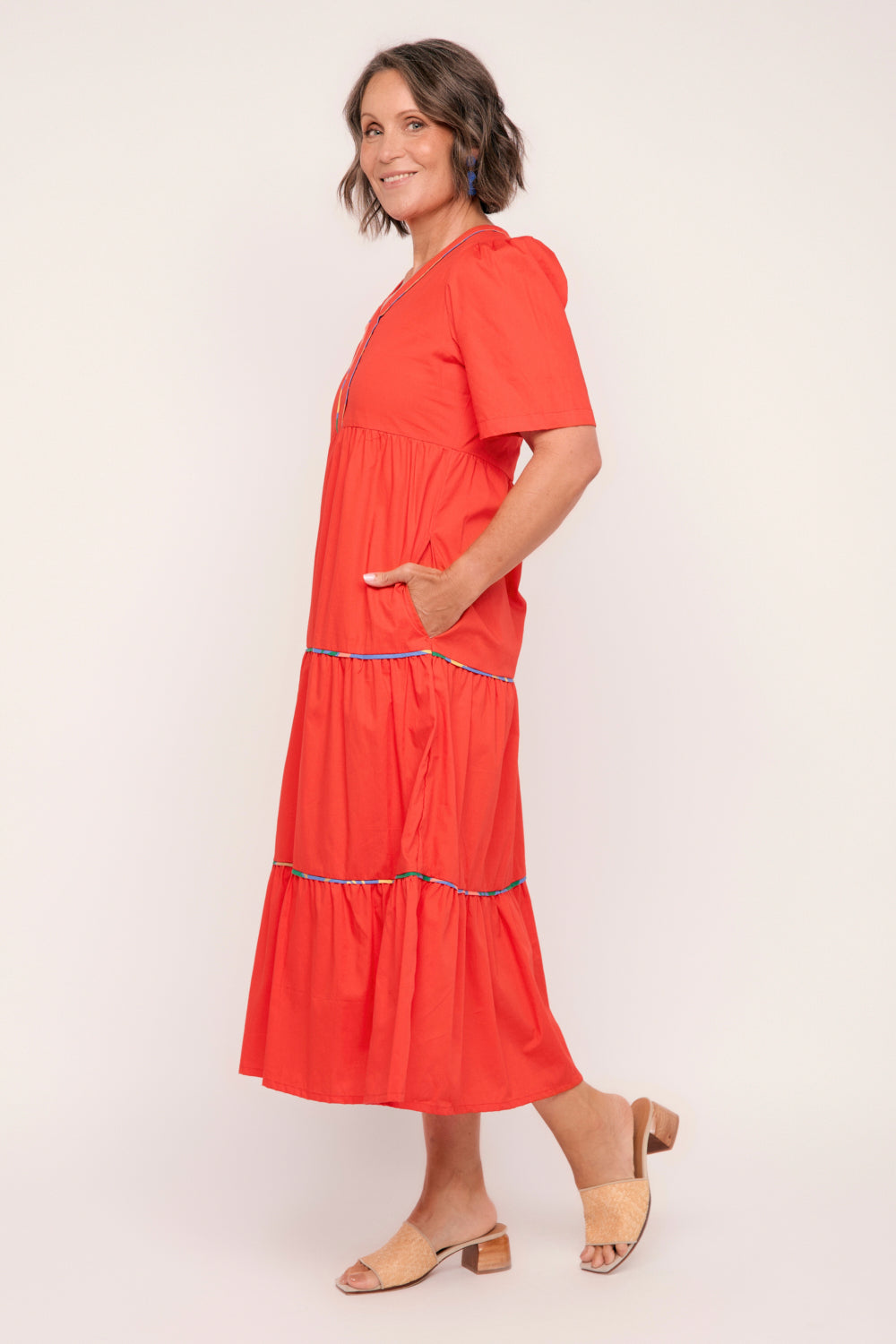 Stassi Poplin Maxi Dress in Coral