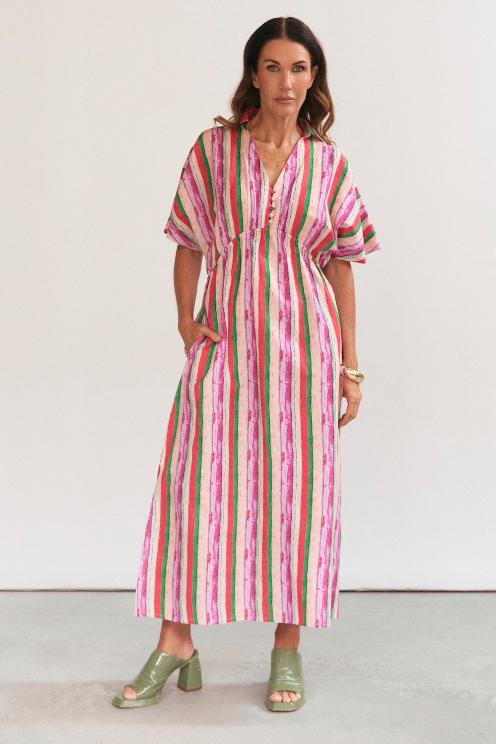 Stella Plunge Dress in Berry Burst