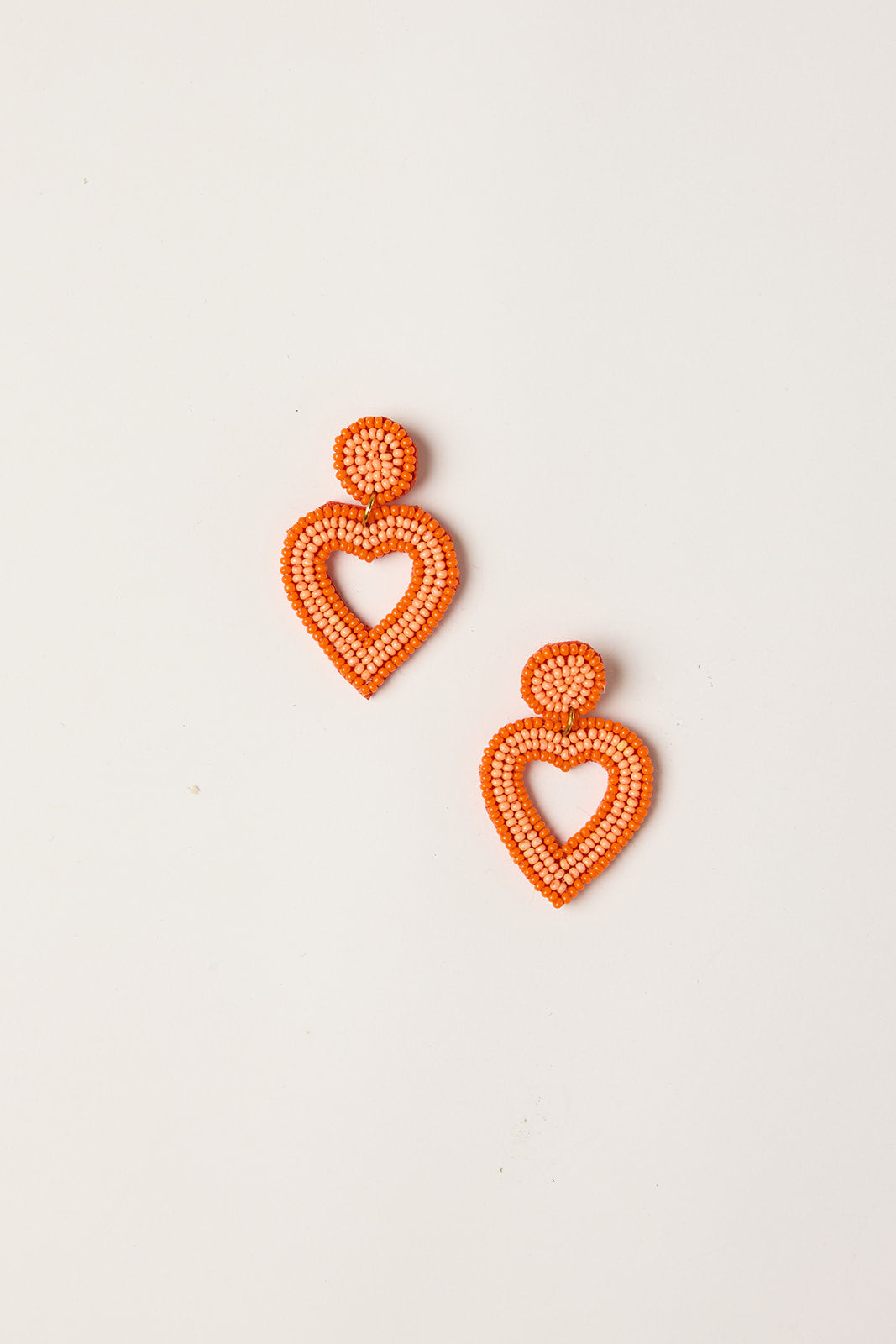 Sweetheart Beaded Earrings in Orange