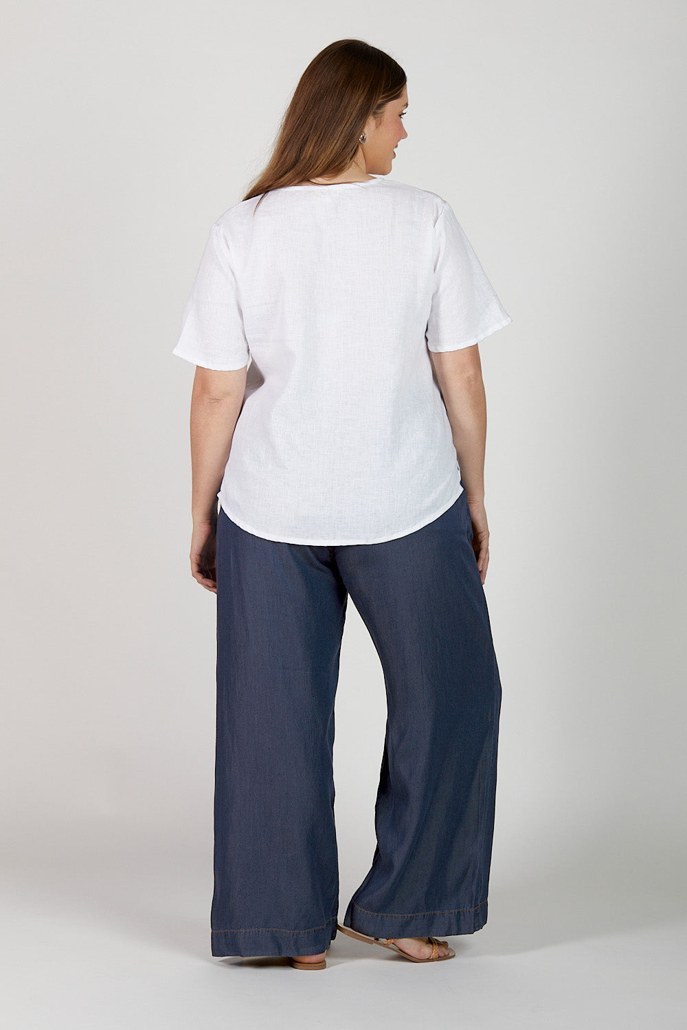 Tamara Flutter Sleeve Linen Top in White