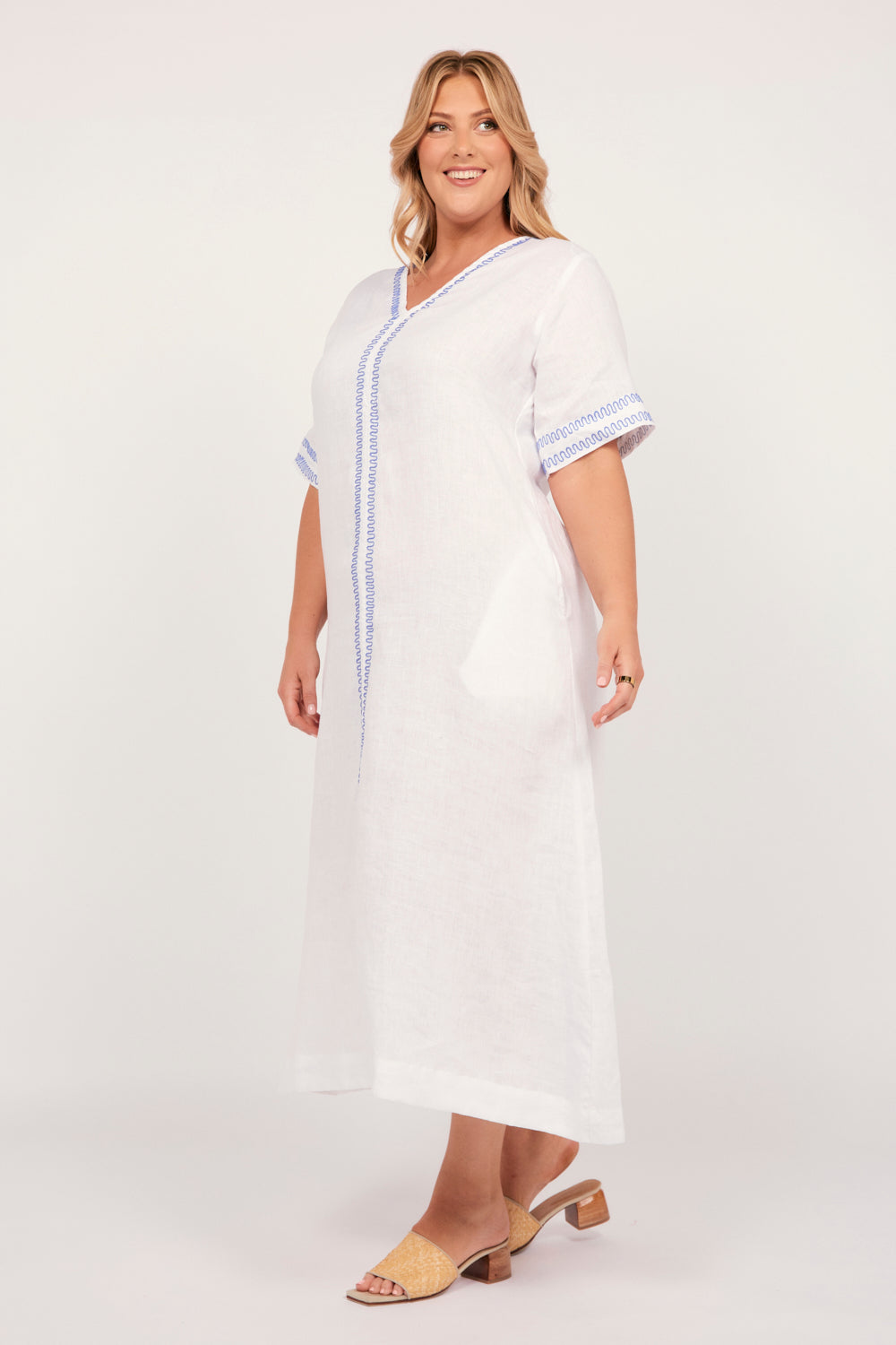 Tamara Linen Maxi Dress in Island Breeze