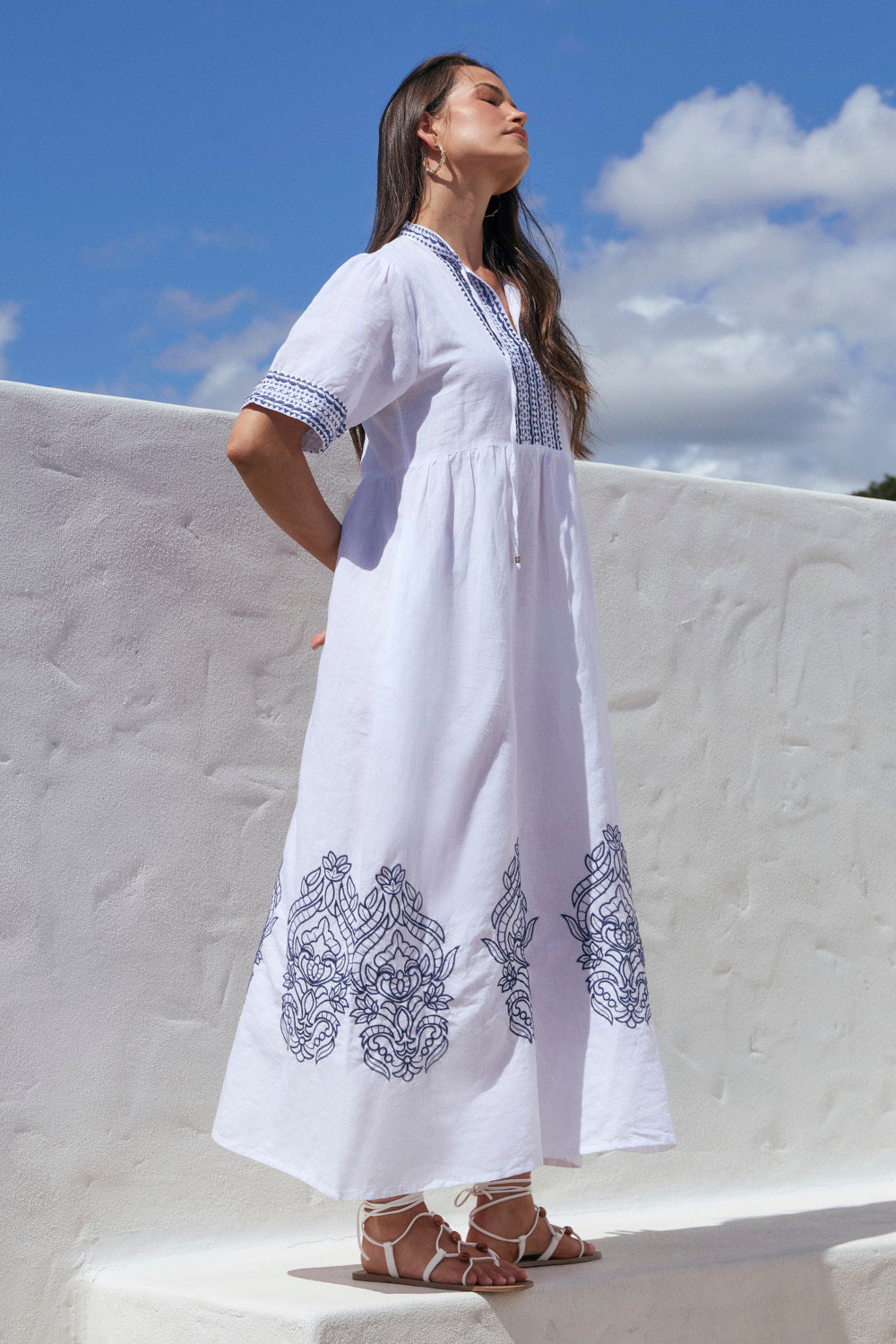 Tanya Embroidered Dress in White
