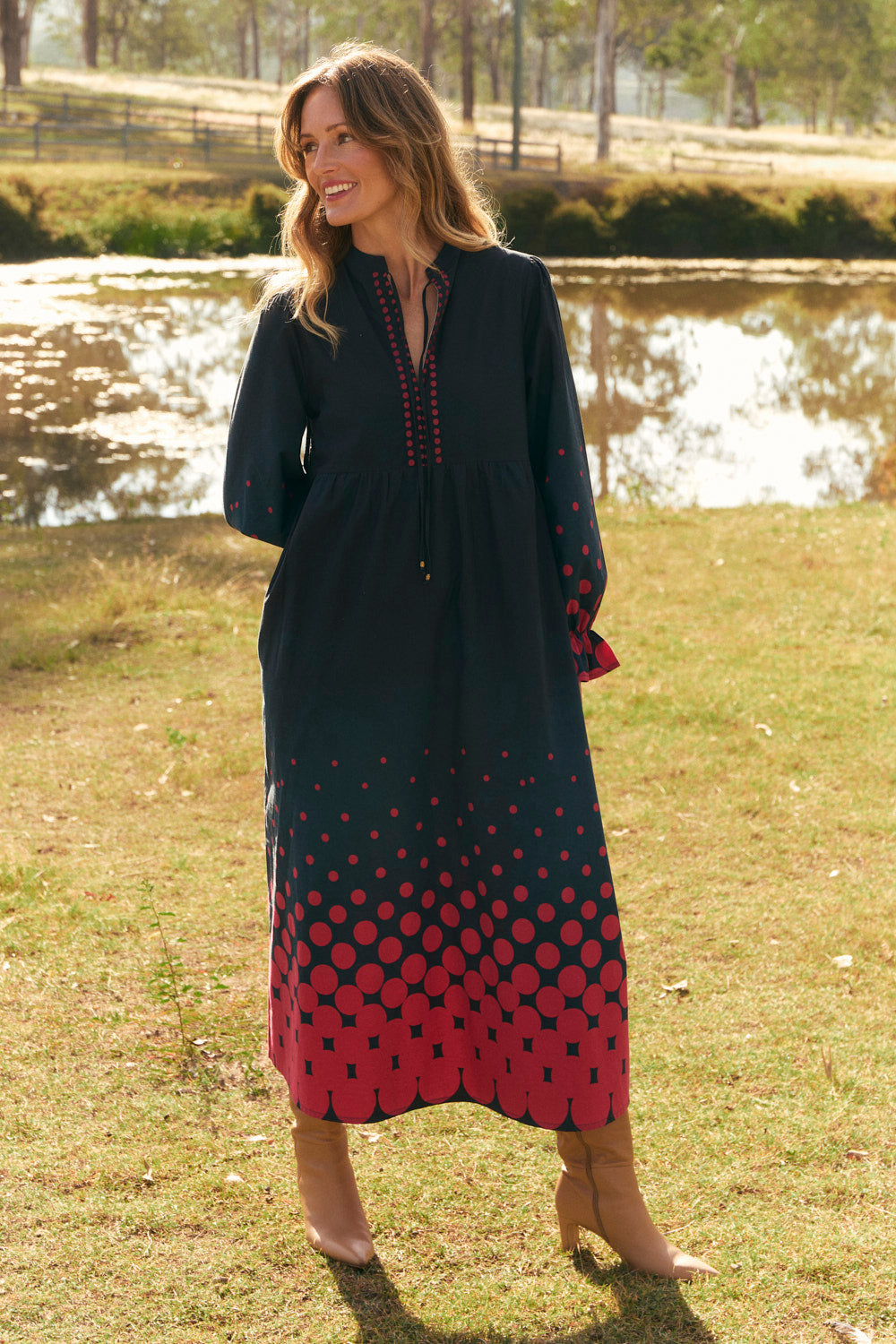 Tanya Gathered Dress in Ombre Orbit