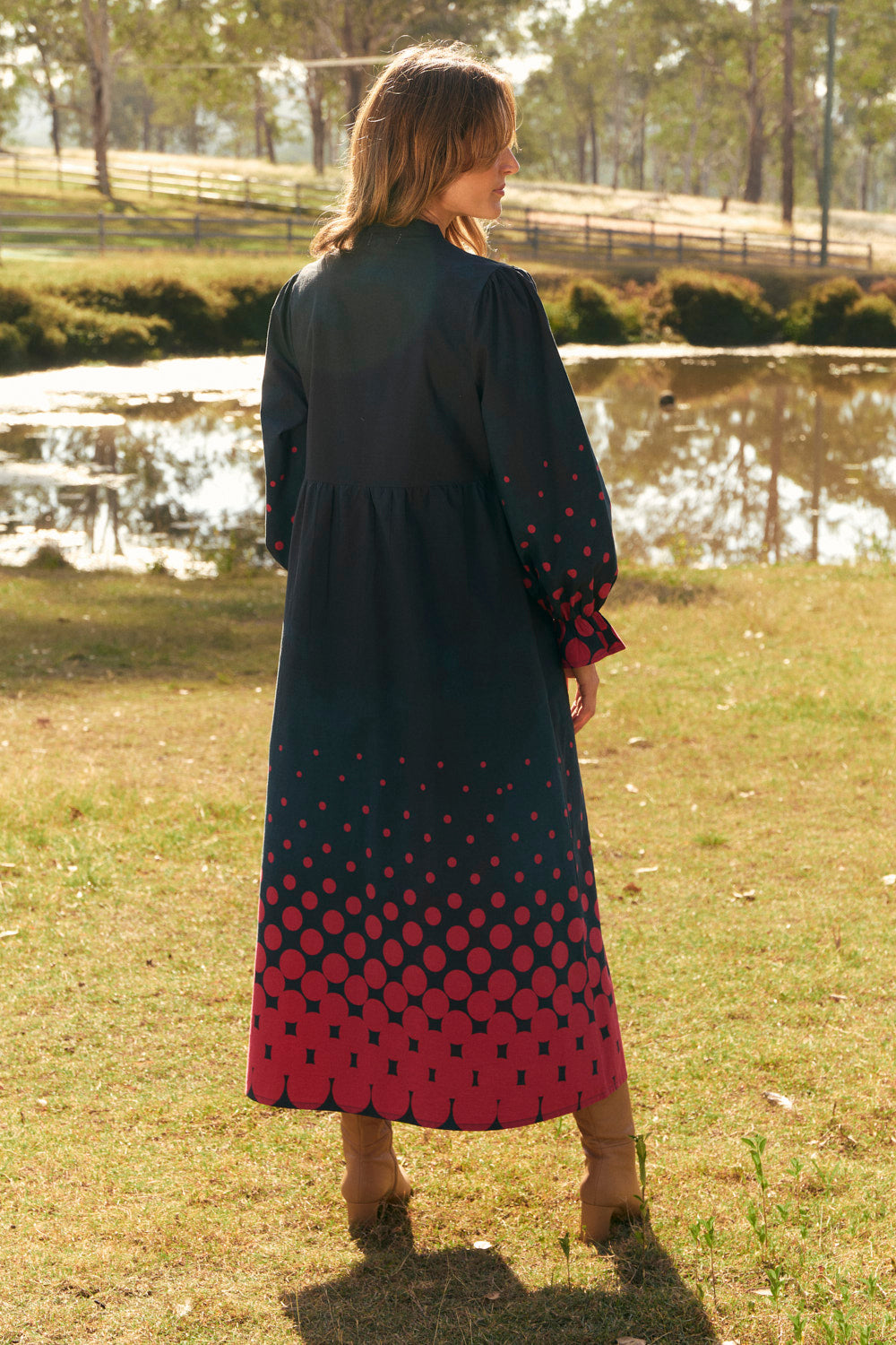 Tanya Gathered Dress in Ombre Orbit