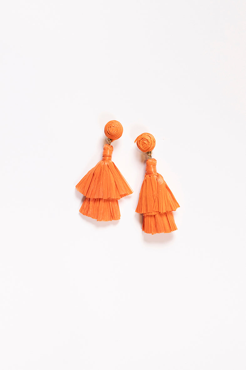 Tassel Earrings in Tangerine