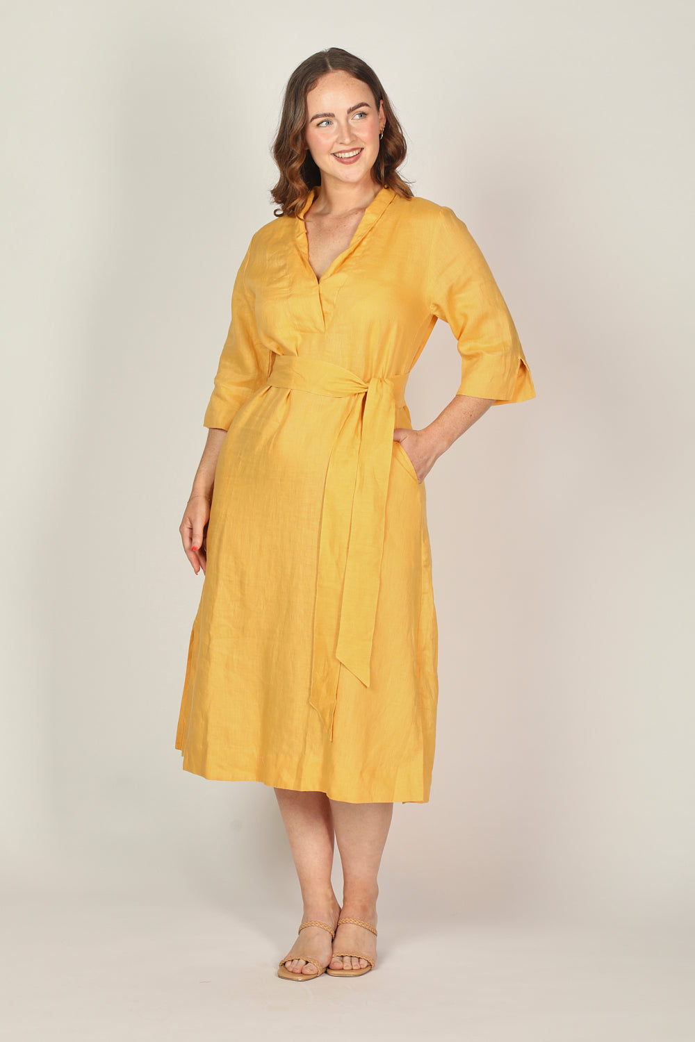 Tia Linen Tunic Dress in Golden Hour