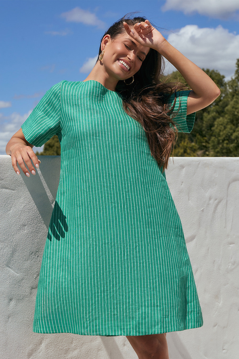 Tilly Linen 2-Way Dress in Emerald City