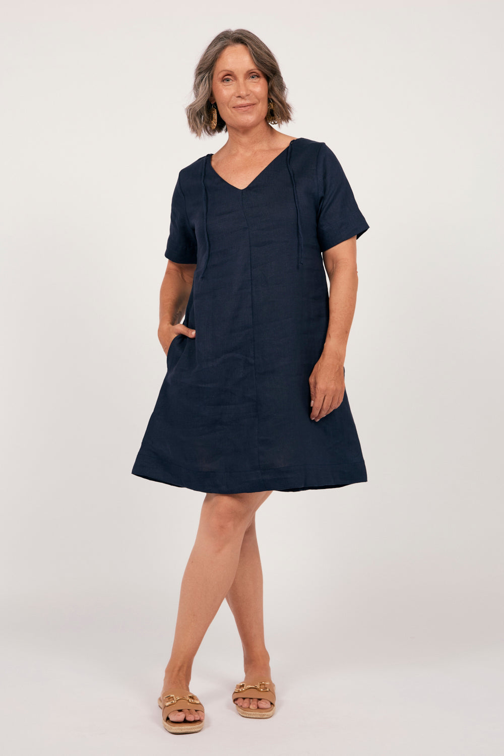 Tilly Linen 2-Way Tunic Dress in Navy