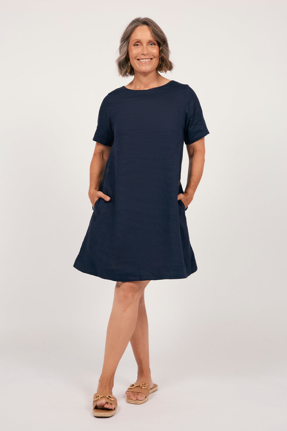 Tilly Linen 2-Way Tunic Dress in Navy