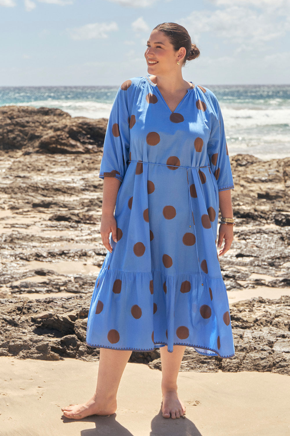 Valentina Tiered Frill Dress in Serendipity, Maxi Dress - Adrift Clothing