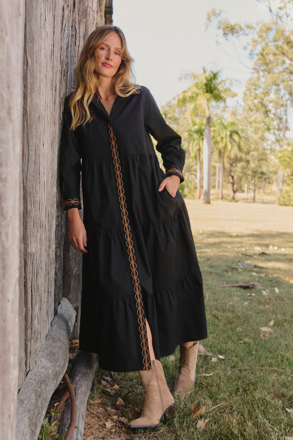 Winslow Button Through Dress in Black