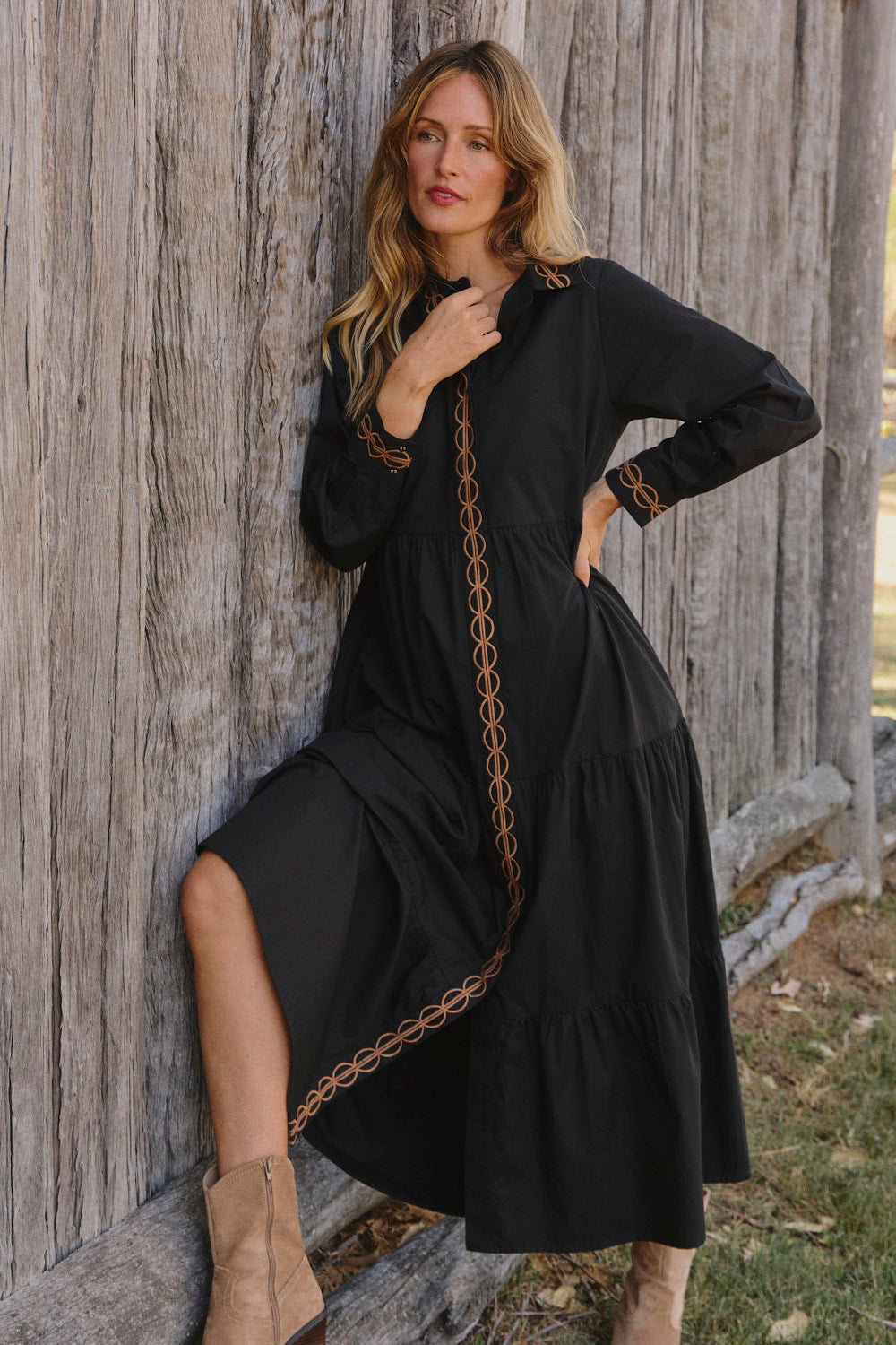 Winslow Button Through Dress in Black
