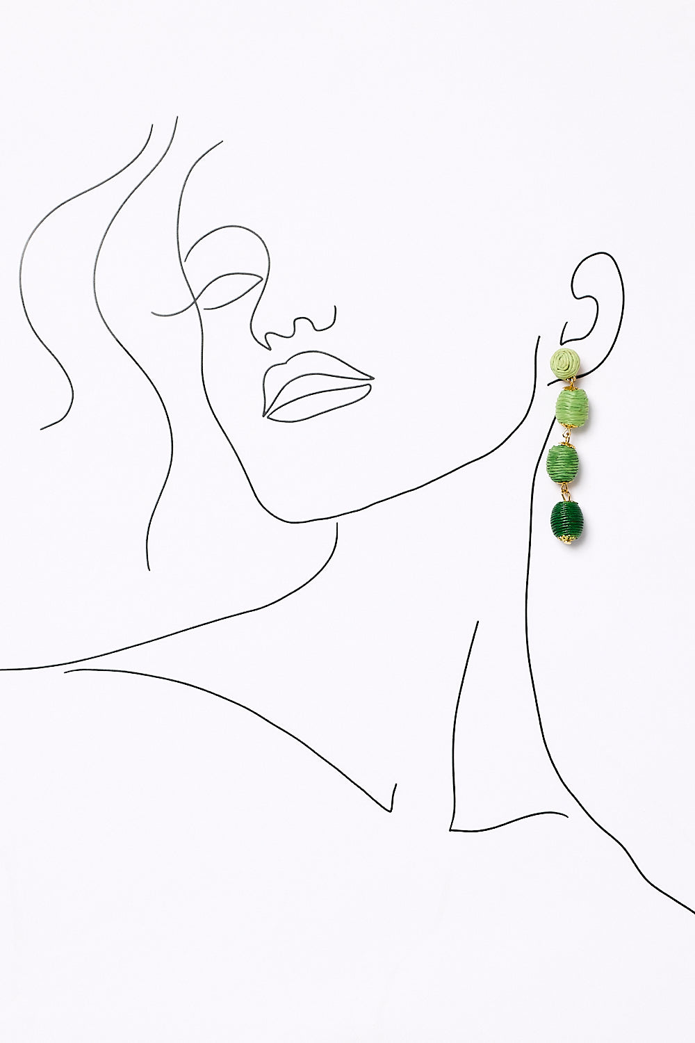 Woven Ball Drop Gradient Earrings in Green