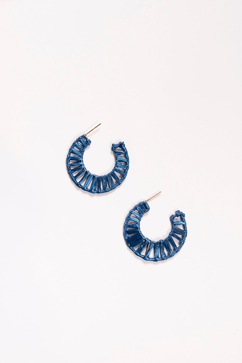 Woven Hoops in Cobalt