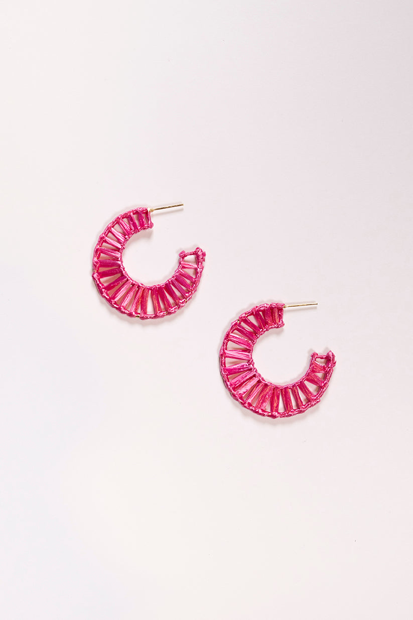 Woven Hoops in Hot Pink