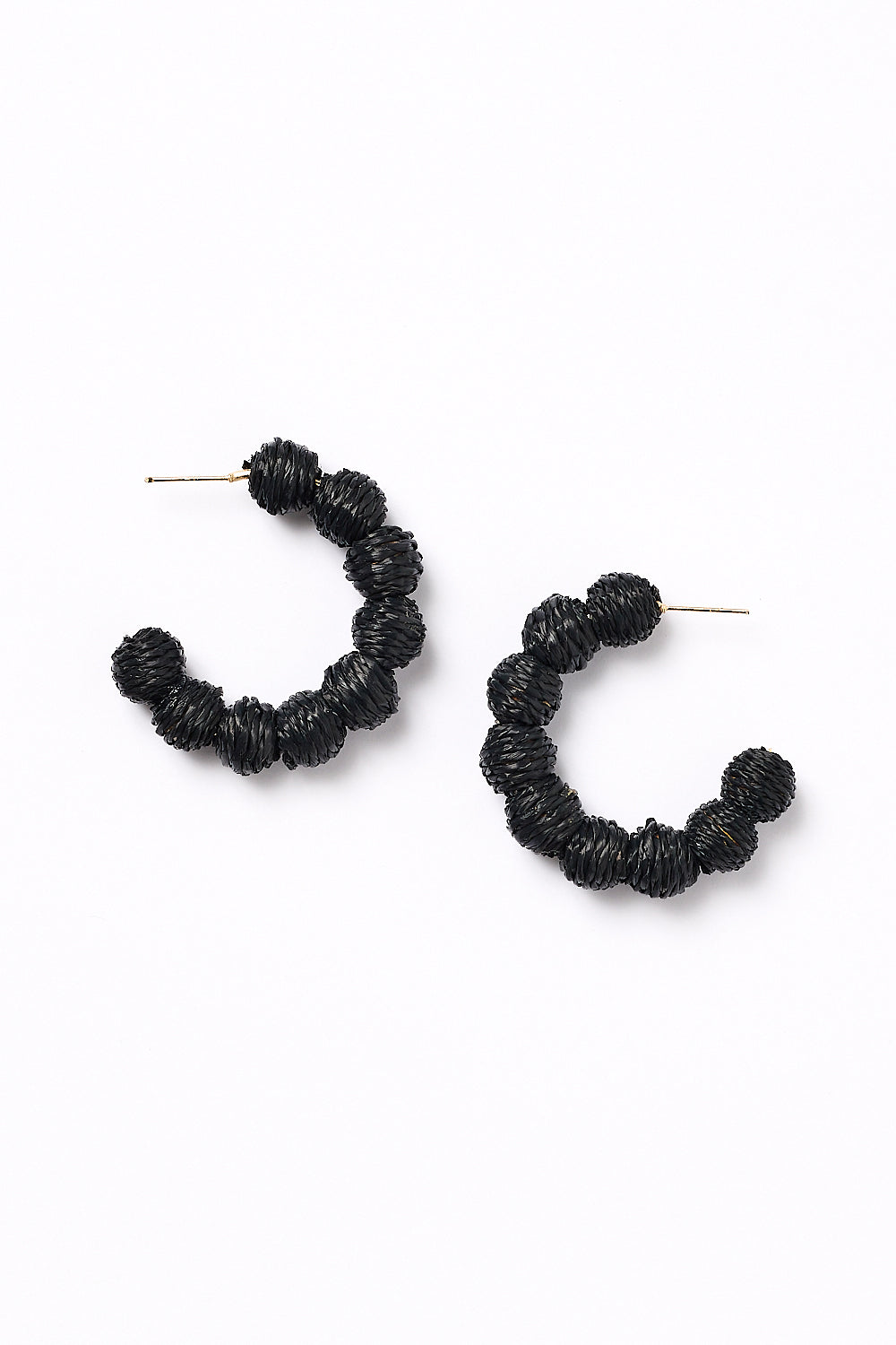 Woven Ball Hoops in Black