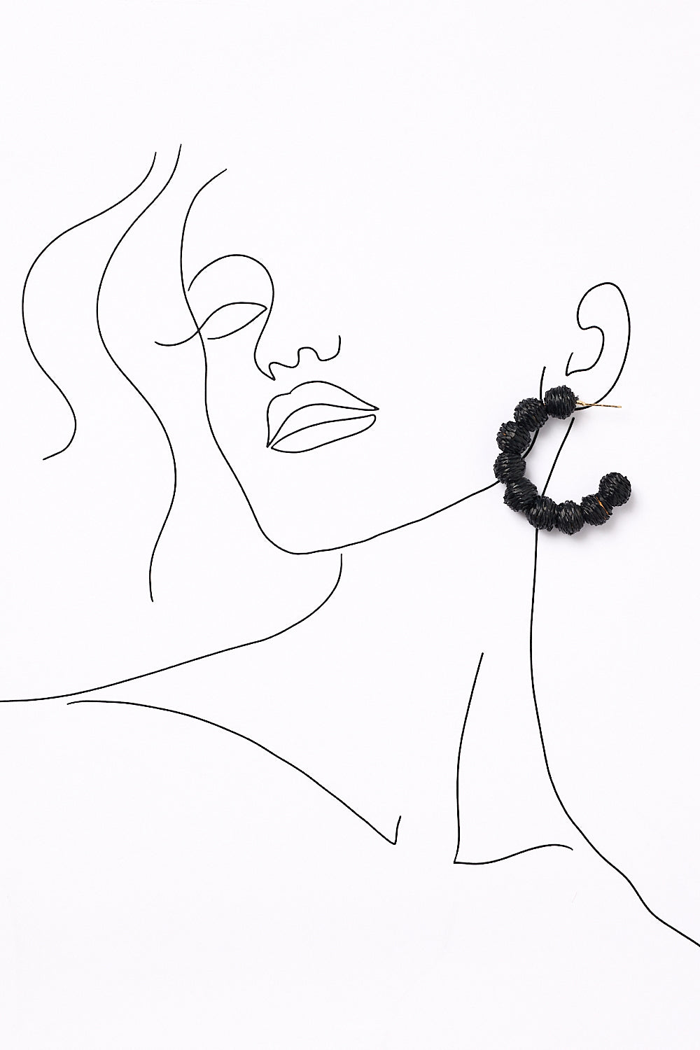 Woven Ball Hoops in Black