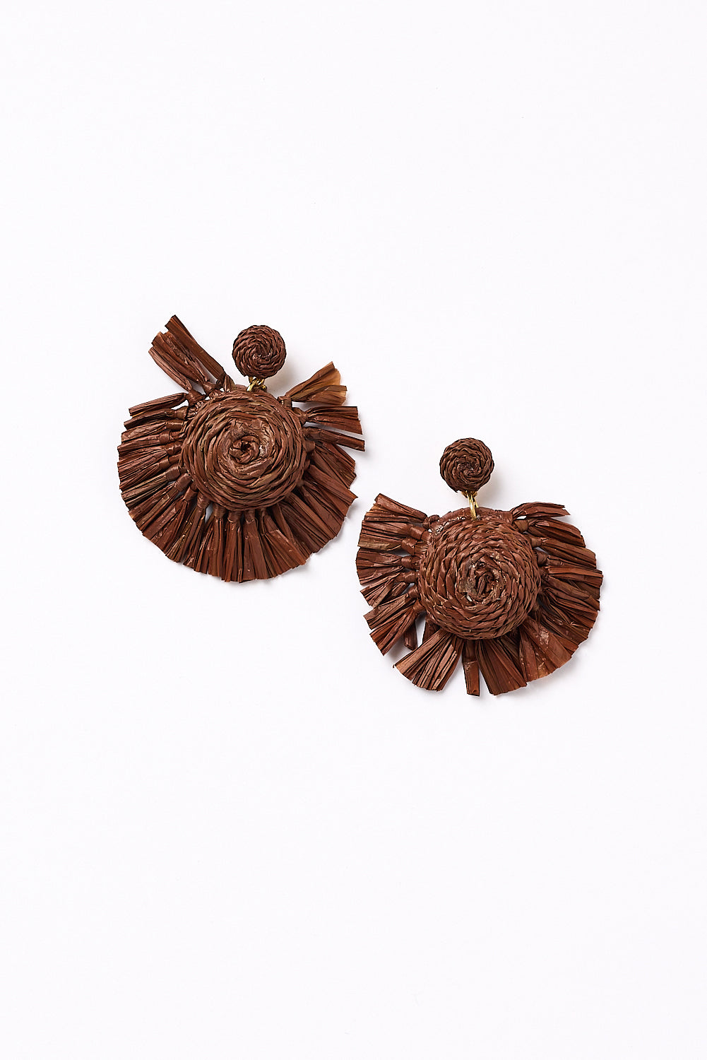 Woven Fringe Earrings in Chocolate