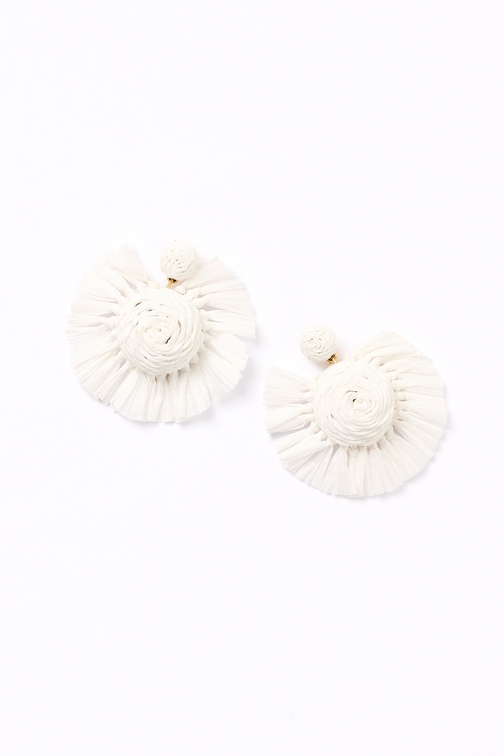 Woven Fringe Earrings in White