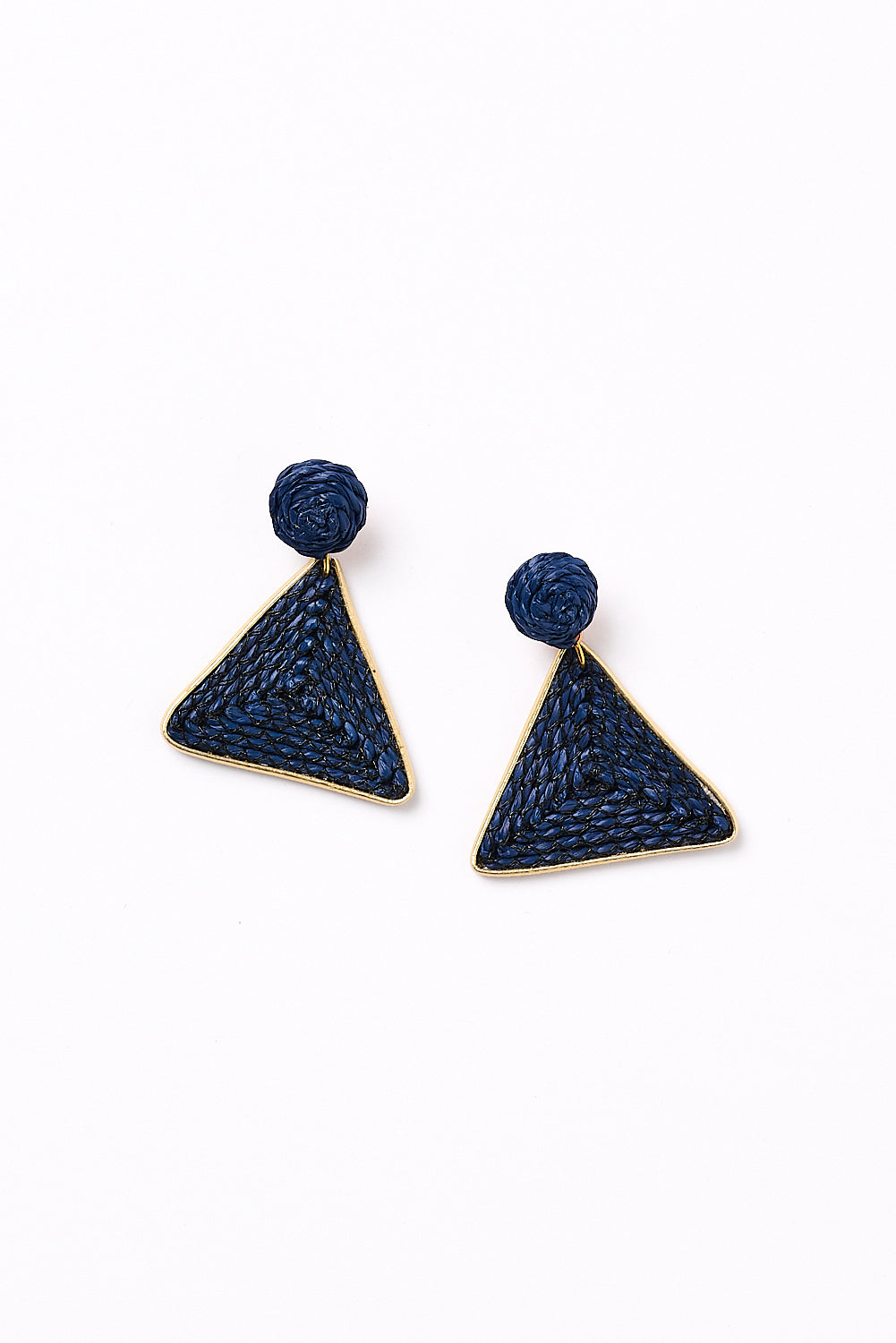 Woven Triangle Earrings in Navy