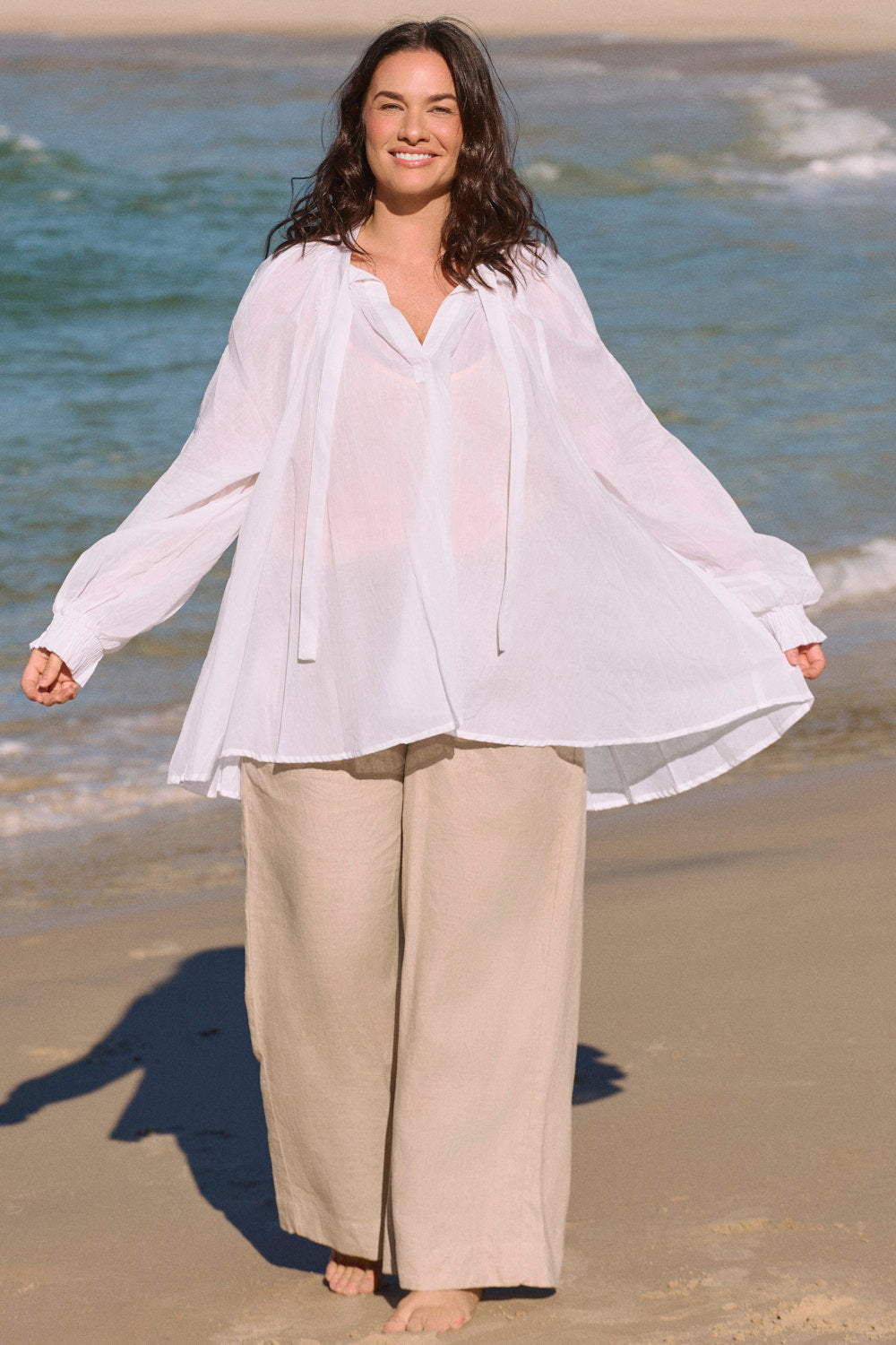 Wren Billow Sleeve Blouse in White