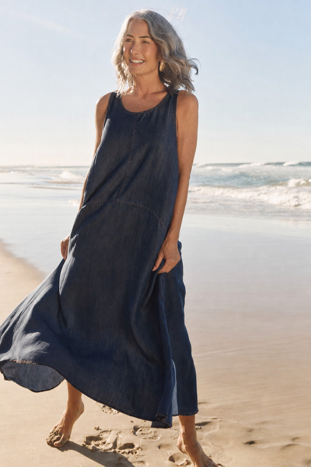 Zuri Tencel Denim Dress in Dark Wash