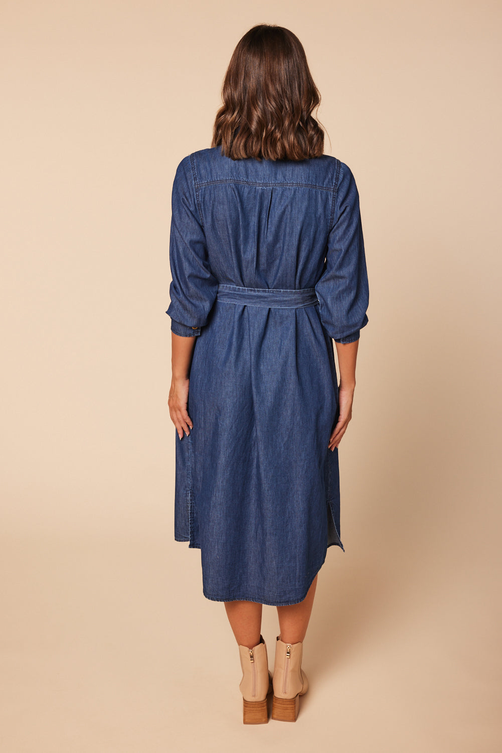 Abbey Chambray Dress in Navy (7113004122186)