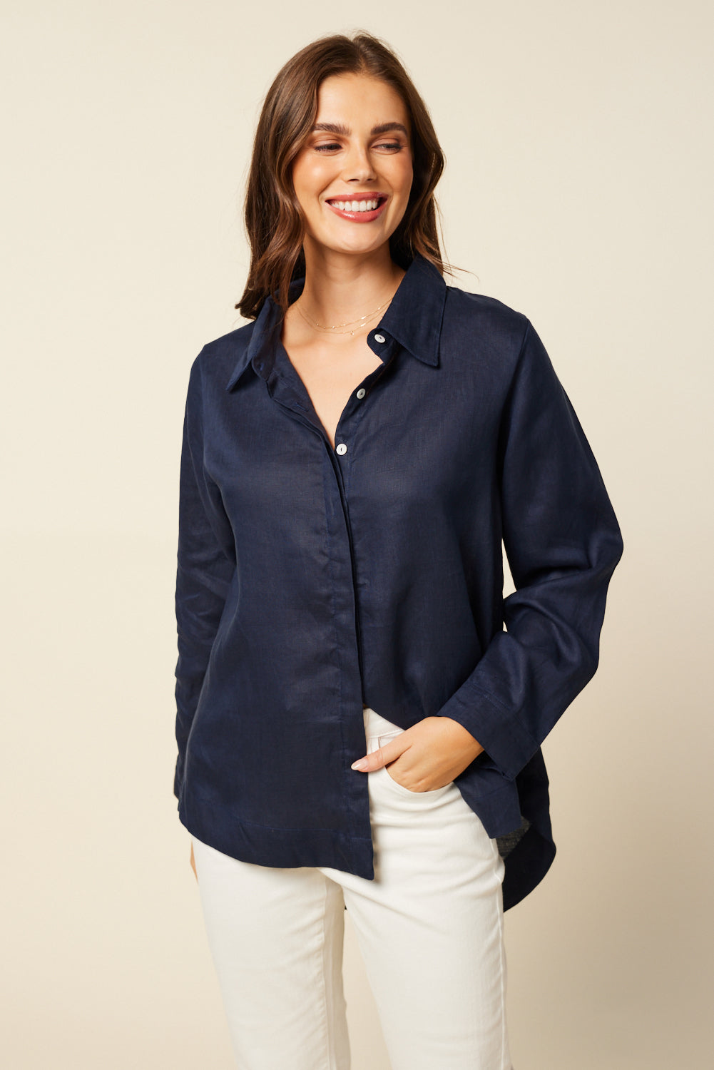 Oversized Boyfriend Shirt in Navy (6829335969866)