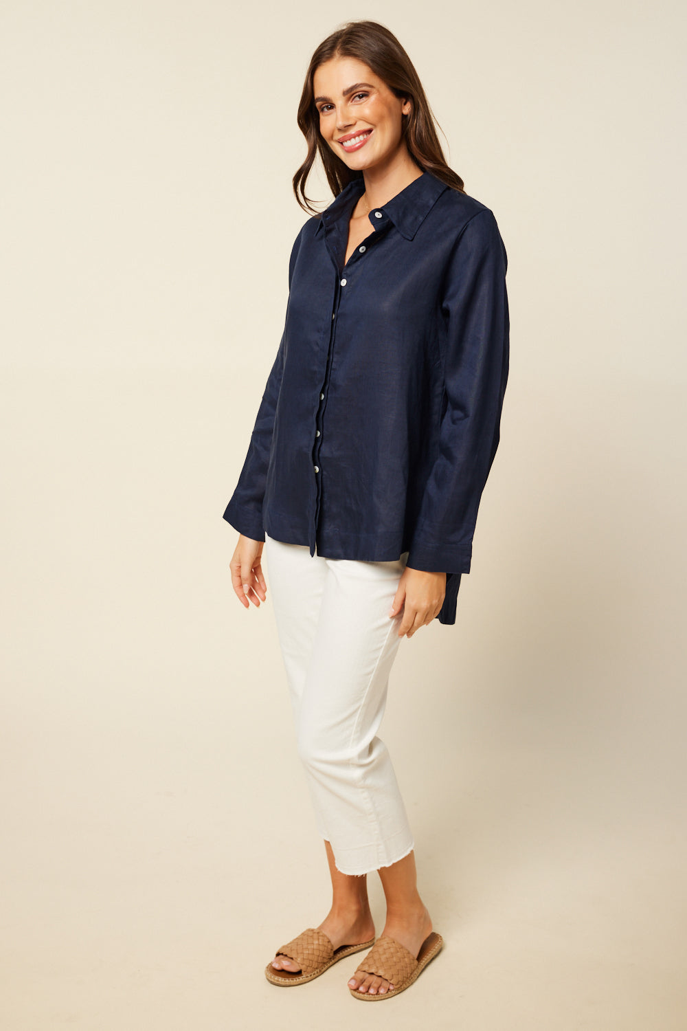 Oversized Boyfriend Shirt in Navy (6829335969866)