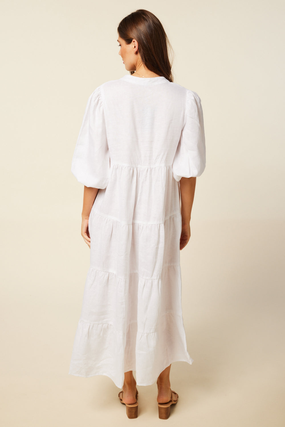 Sabre V-Neck Dress in White (6956143050826)